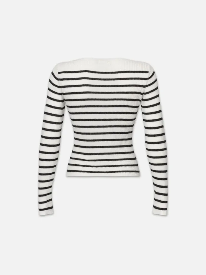 Women Sweaters FRAME Ribbed Boatneck Sweater 8212 Black Multi