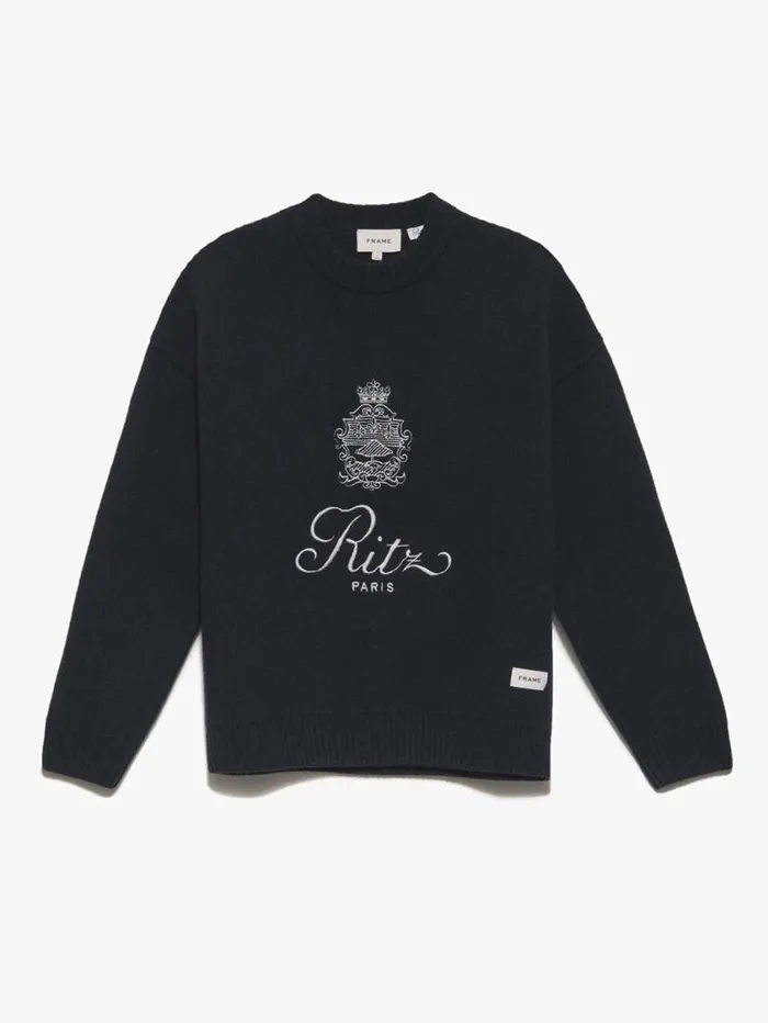 Women Sweaters FRAME Ritz Women039s Crewneck Sweater 8212 Navy Multi