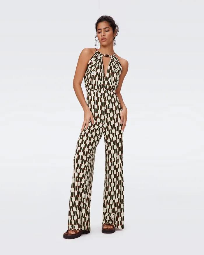 Women Tai Jumpsuit Maypole Black DVF Jumpsuits and Rompers