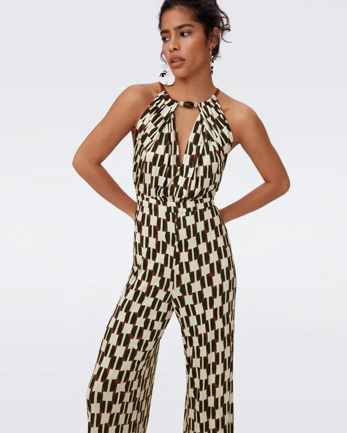 Women Tai Jumpsuit Maypole Black DVF Jumpsuits and Rompers