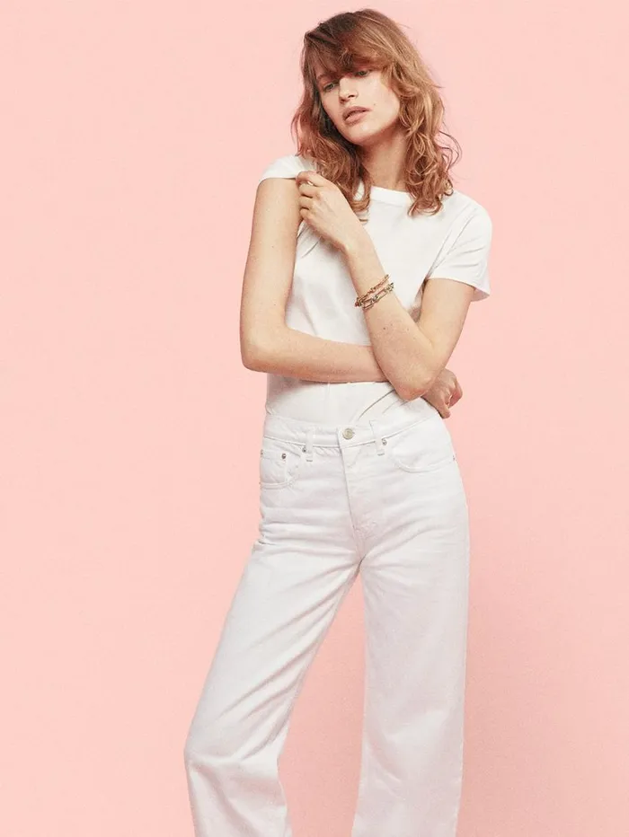 Women Tanks and Tees FRAME Baby Tee 8212 White