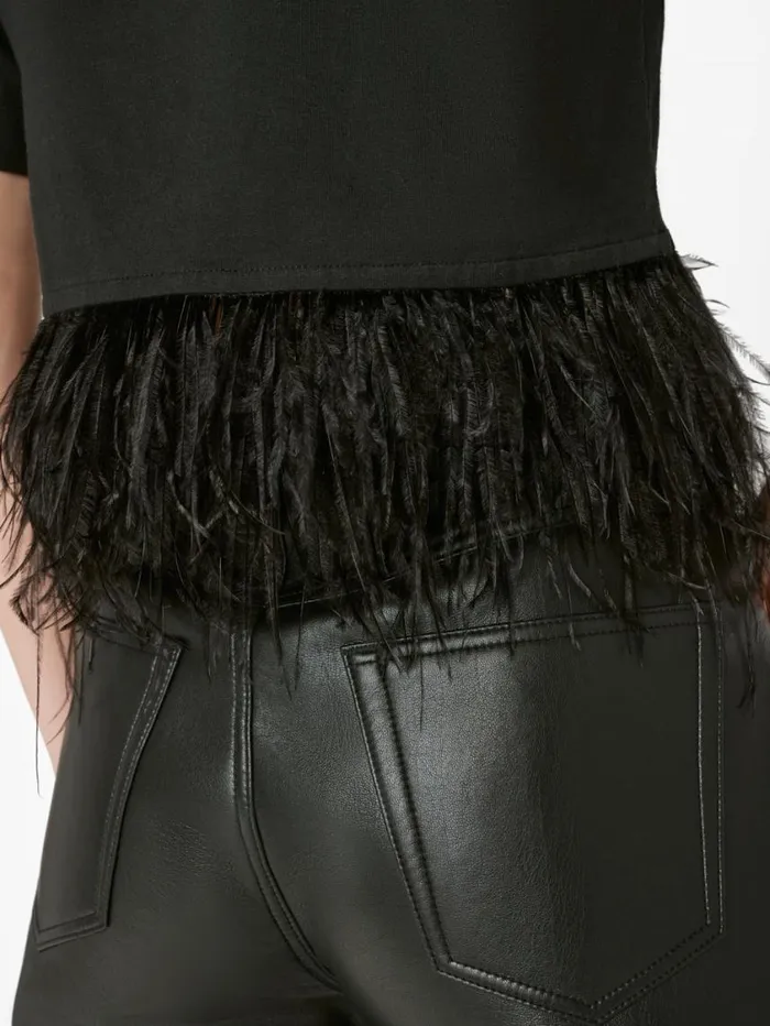 Women Tanks and Tees FRAME Cropped Feather Tee 8212 Noir Women Tanks and Tees FRAME Cropped Feather Tee 8212 Noir