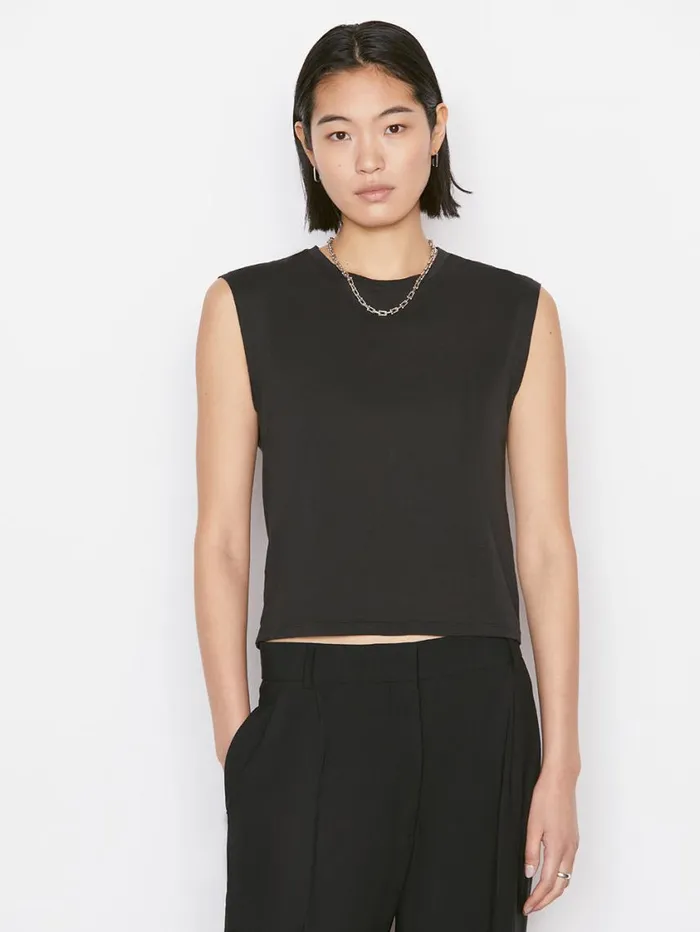 Women Tanks and Tees FRAME Le High Rise Muscle Tee 8212 Noir Women Tanks and Tees FRAME Le High Rise Muscle Tee 8212 Noir