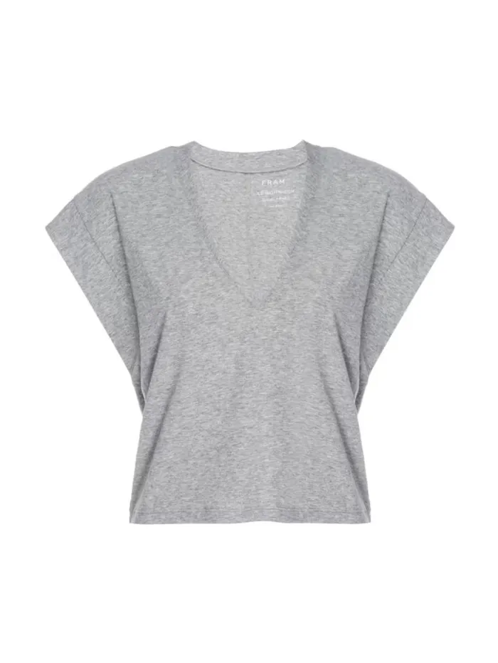 Women Tanks and Tees FRAME Le High Rise V Neck Tee 8212 Gris Heather