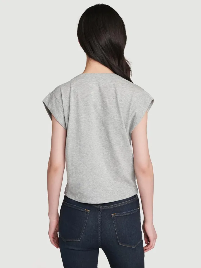 Women Tanks and Tees FRAME Le High Rise V Neck Tee 8212 Gris Heather Women Tanks and Tees FRAME Le High Rise V Neck Tee 8212 Gris Heather