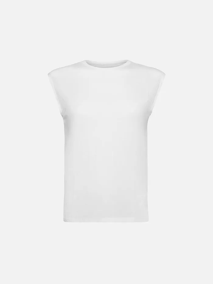 Women Tanks and Tees FRAME Le Mid Rise Muscle Tee 8212 Blanc