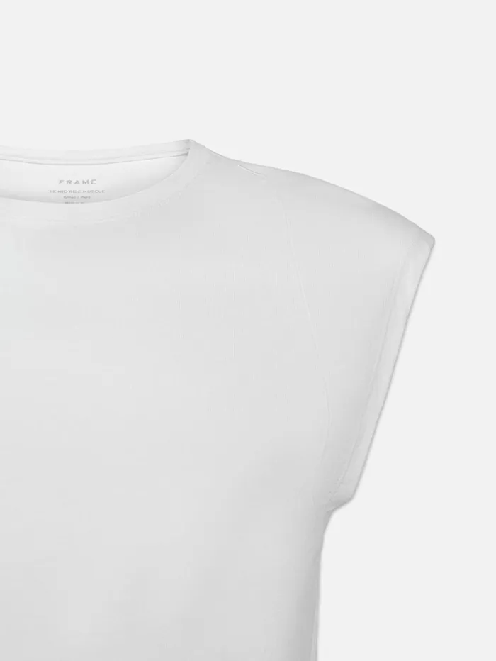 Women Tanks and Tees FRAME Le Mid Rise Muscle Tee 8212 Blanc Women Tanks and Tees FRAME Le Mid Rise Muscle Tee 8212 Blanc