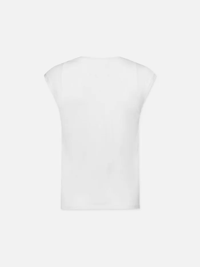 Women Tanks and Tees FRAME Le Mid Rise Muscle Tee 8212 Blanc Women Tanks and Tees FRAME Le Mid Rise Muscle Tee 8212 Blanc