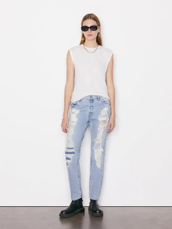 Women Tanks and Tees FRAME Le Mid Rise Muscle Tee 8212 Blanc Women Tanks and Tees FRAME Le Mid Rise Muscle Tee 8212 Blanc