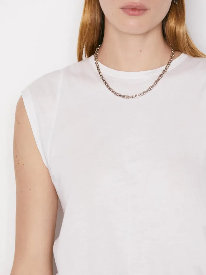 Women Tanks and Tees FRAME Le Mid Rise Muscle Tee 8212 Blanc Women Tanks and Tees FRAME Le Mid Rise Muscle Tee 8212 Blanc