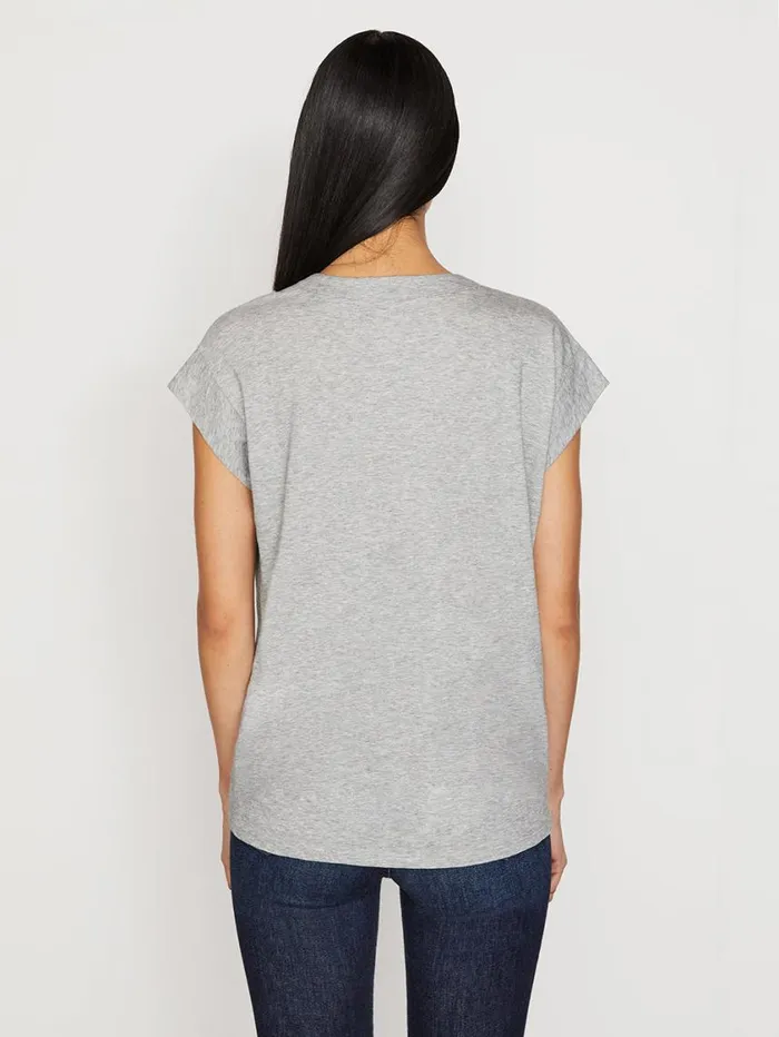 Women Tanks and Tees FRAME Le Mid Rise V Neck Tee 8212 Gris Heather