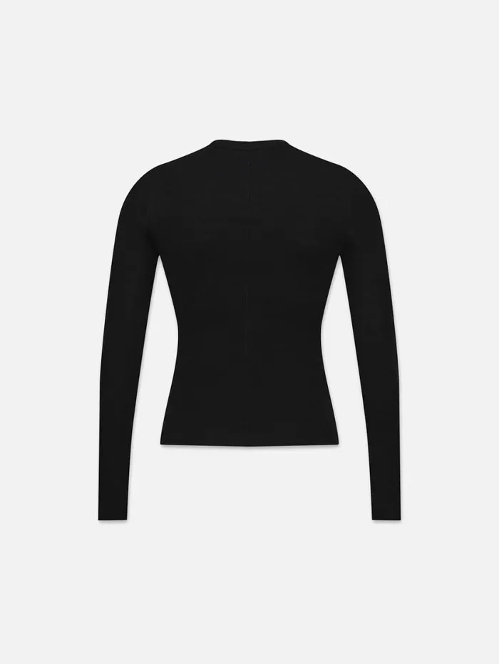 Women Tanks and Tees FRAME Long Sleeve Rib Crew 8212 Black