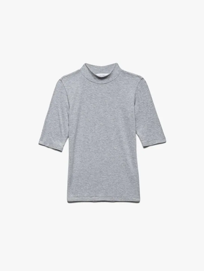 Women Tanks and Tees FRAME Refined Rib Mock Neck 8212 Gris Heather