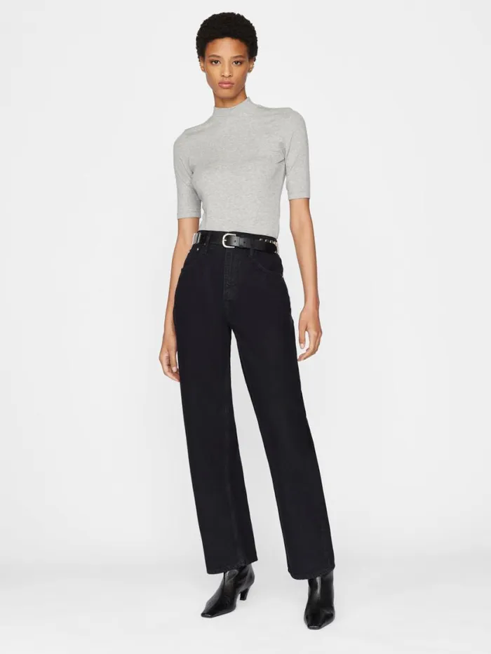 Women Tanks and Tees FRAME Refined Rib Mock Neck 8212 Gris Heather Women Tanks and Tees FRAME Refined Rib Mock Neck 8212 Gris Heather
