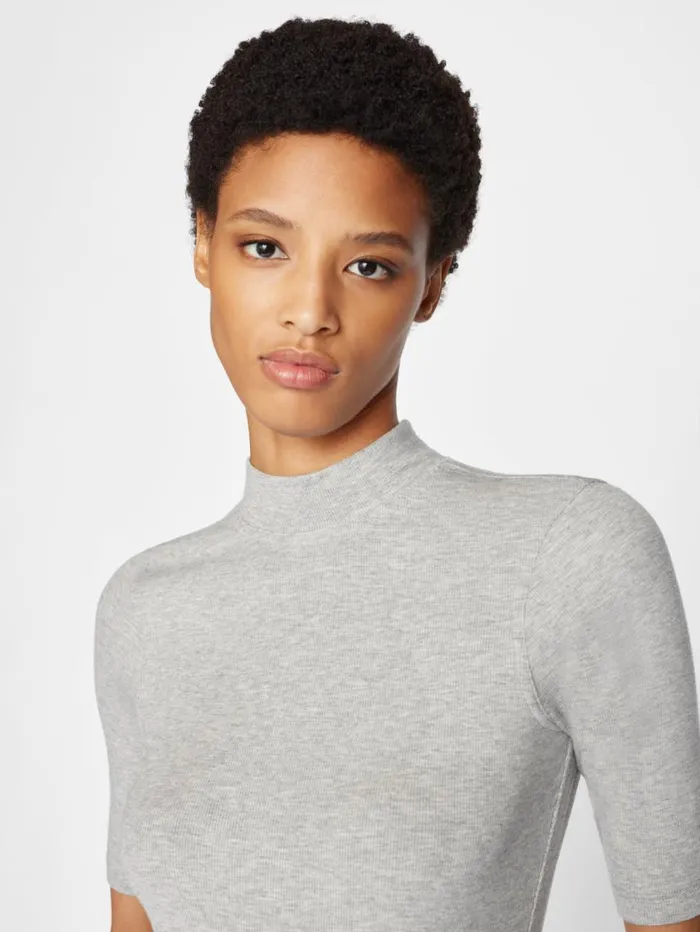 Women Tanks and Tees FRAME Refined Rib Mock Neck 8212 Gris Heather Women Tanks and Tees FRAME Refined Rib Mock Neck 8212 Gris Heather