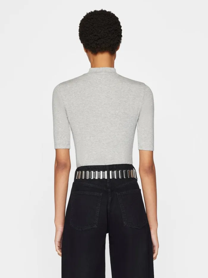 Women Tanks and Tees FRAME Refined Rib Mock Neck 8212 Gris Heather Women Tanks and Tees FRAME Refined Rib Mock Neck 8212 Gris Heather