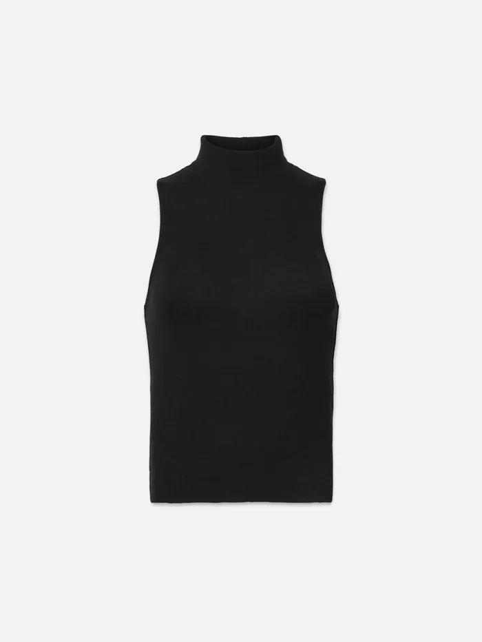 Women Tanks and Tees FRAME Sleeveless Turtleneck Top 8212 Black