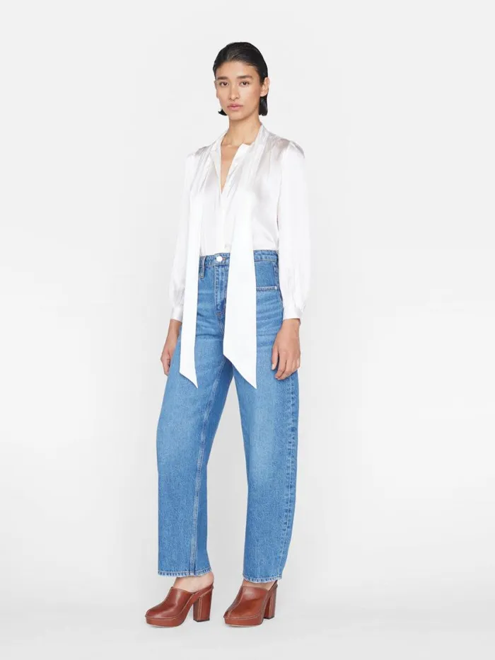 Women Tops and Blouses FRAME Femme Tie Neck Blouse 8212 Off White Women Tops and Blouses FRAME Femme Tie Neck Blouse 8212 Off White