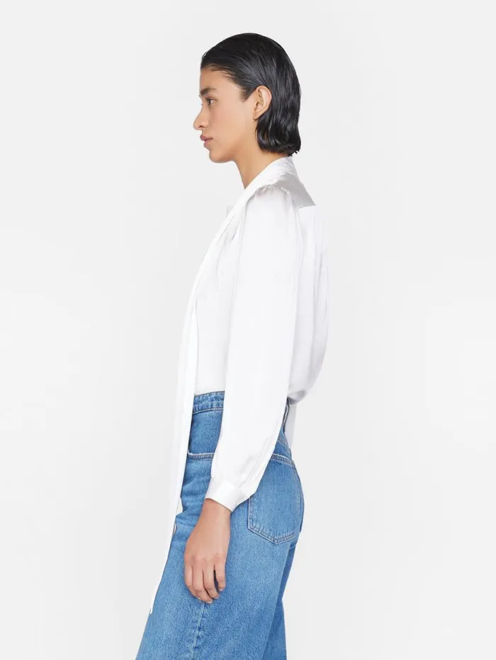 Women Tops and Blouses FRAME Femme Tie Neck Blouse 8212 Off White Women Tops and Blouses FRAME Femme Tie Neck Blouse 8212 Off White