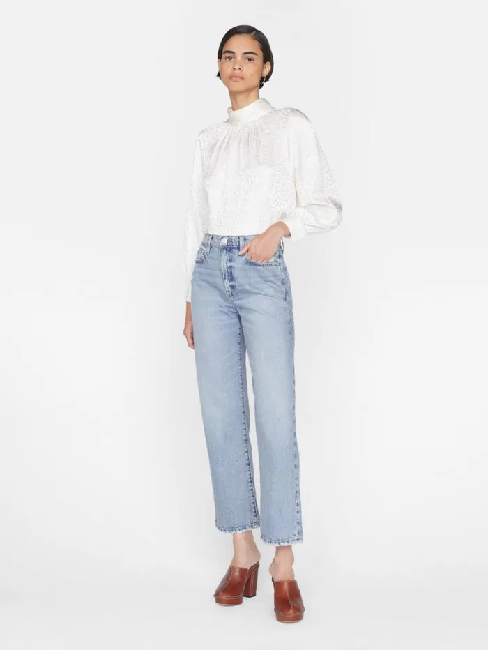 Women Tops and Blouses FRAME Foldover Mock Neck Blouse 8212 Off White Women Tops and Blouses FRAME Foldover Mock Neck Blouse 8212 Off White