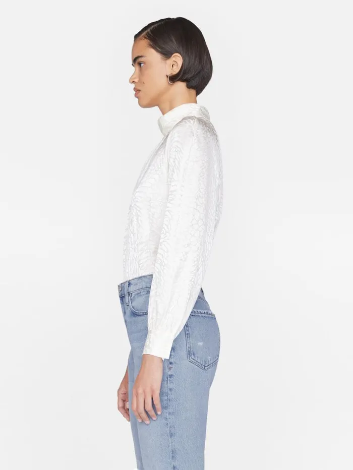 Women Tops and Blouses FRAME Foldover Mock Neck Blouse 8212 Off White Women Tops and Blouses FRAME Foldover Mock Neck Blouse 8212 Off White
