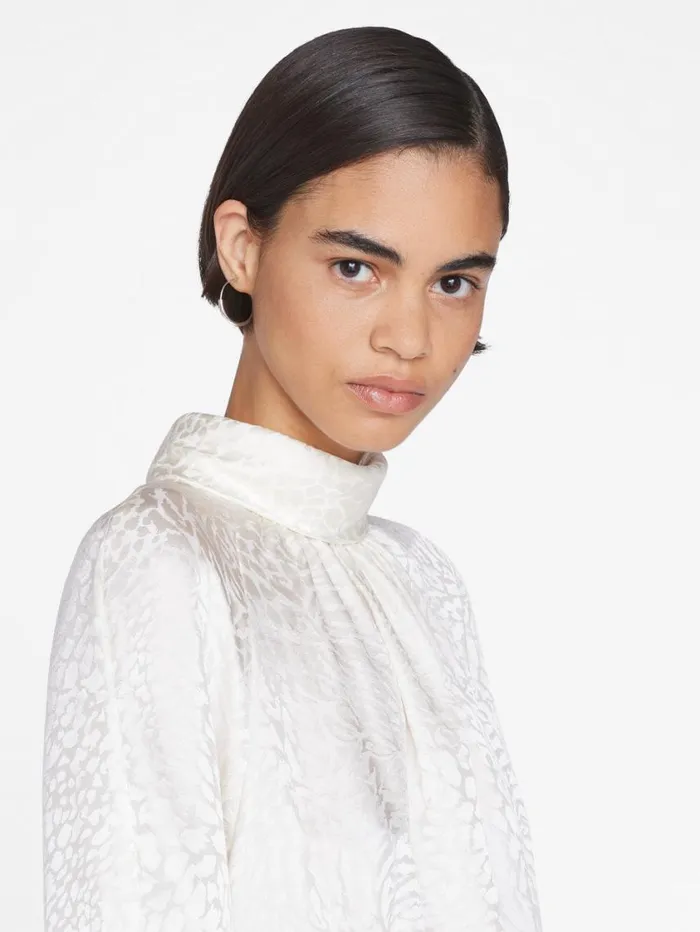 Women Tops and Blouses FRAME Foldover Mock Neck Blouse 8212 Off White Women Tops and Blouses FRAME Foldover Mock Neck Blouse 8212 Off White