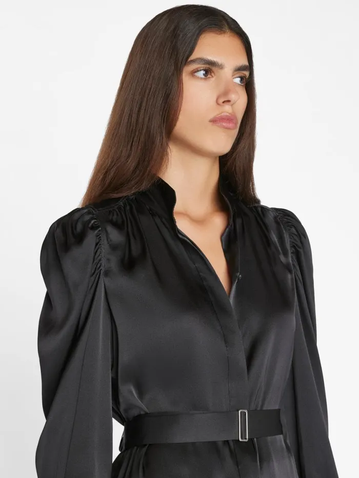Women Tops and Blouses FRAME Gillian Long Sleeve Mini Dress 8212 Noir Women Tops and Blouses FRAME Gillian Long Sleeve Mini Dress 8212 Noir
