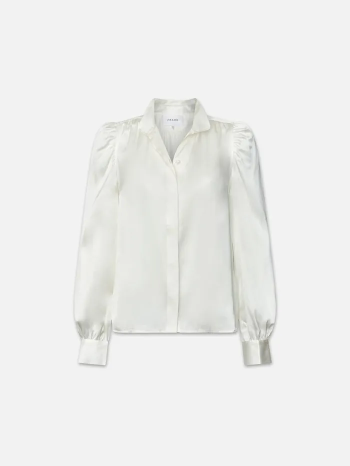 Women Tops and Blouses FRAME Gillian Long Sleeve Top 8212 Off White