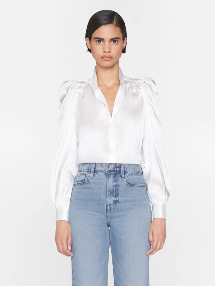 Women Tops and Blouses FRAME Gillian Long Sleeve Top 8212 Off White