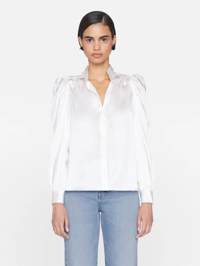 Women Tops and Blouses FRAME Gillian Long Sleeve Top 8212 Off White