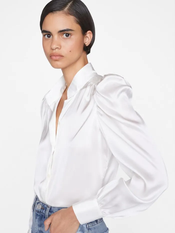 Women Tops and Blouses FRAME Gillian Long Sleeve Top 8212 Off White