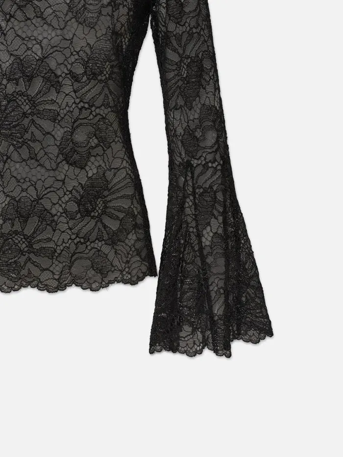 Women Tops and Blouses FRAME Lace Flutter Sleeve Blouse 8212 Black Women Tops and Blouses FRAME Lace Flutter Sleeve Blouse 8212 Black