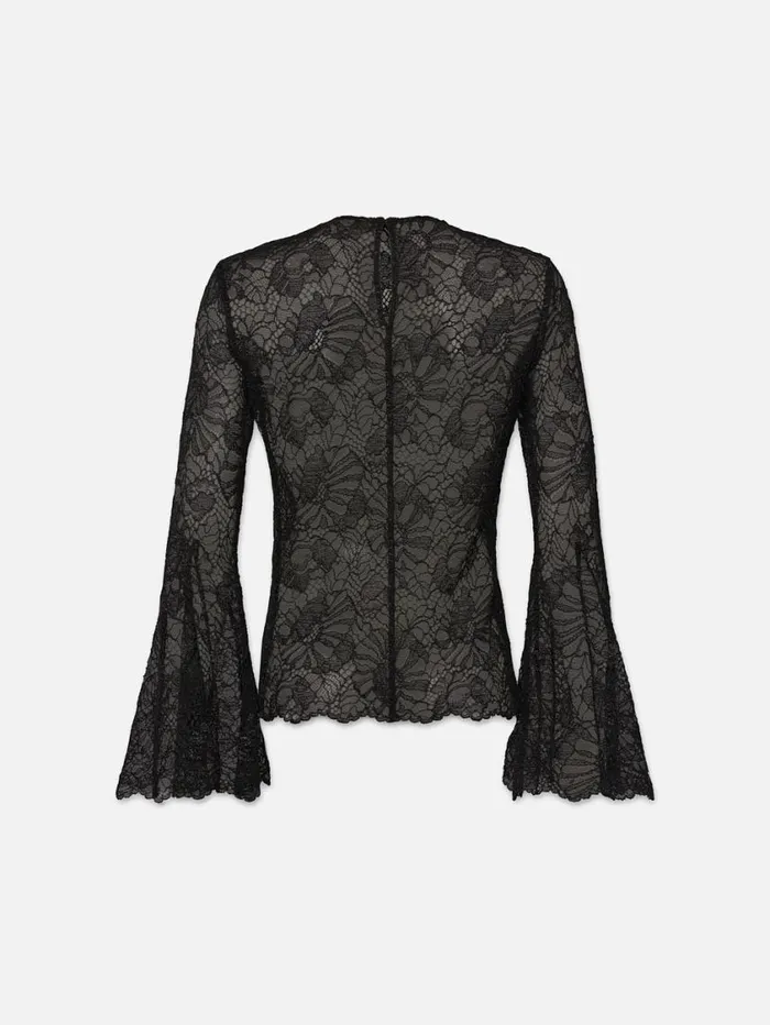 Women Tops and Blouses FRAME Lace Flutter Sleeve Blouse 8212 Black Women Tops and Blouses FRAME Lace Flutter Sleeve Blouse 8212 Black