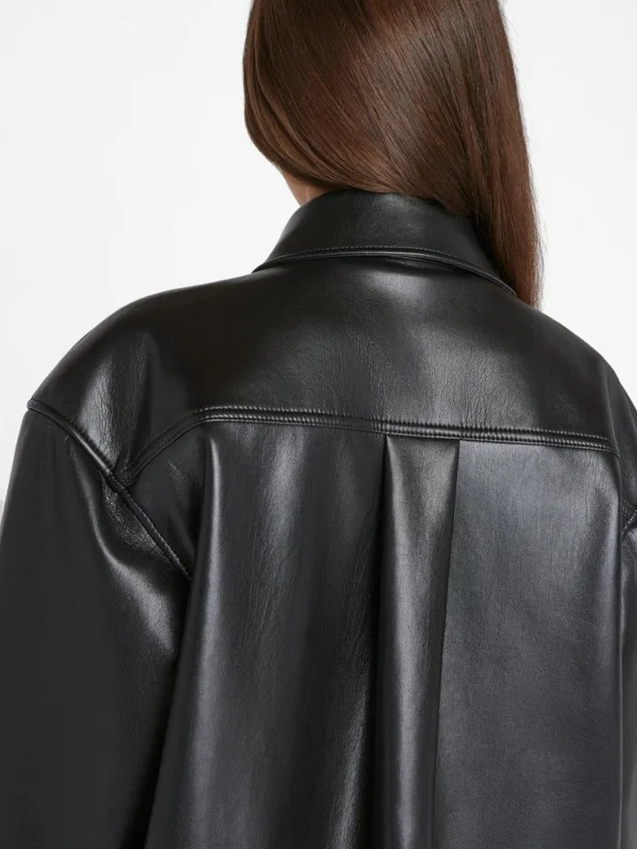 Women Tops and Blouses FRAME Recycled Leather Shirt Jacket 8212 Noir