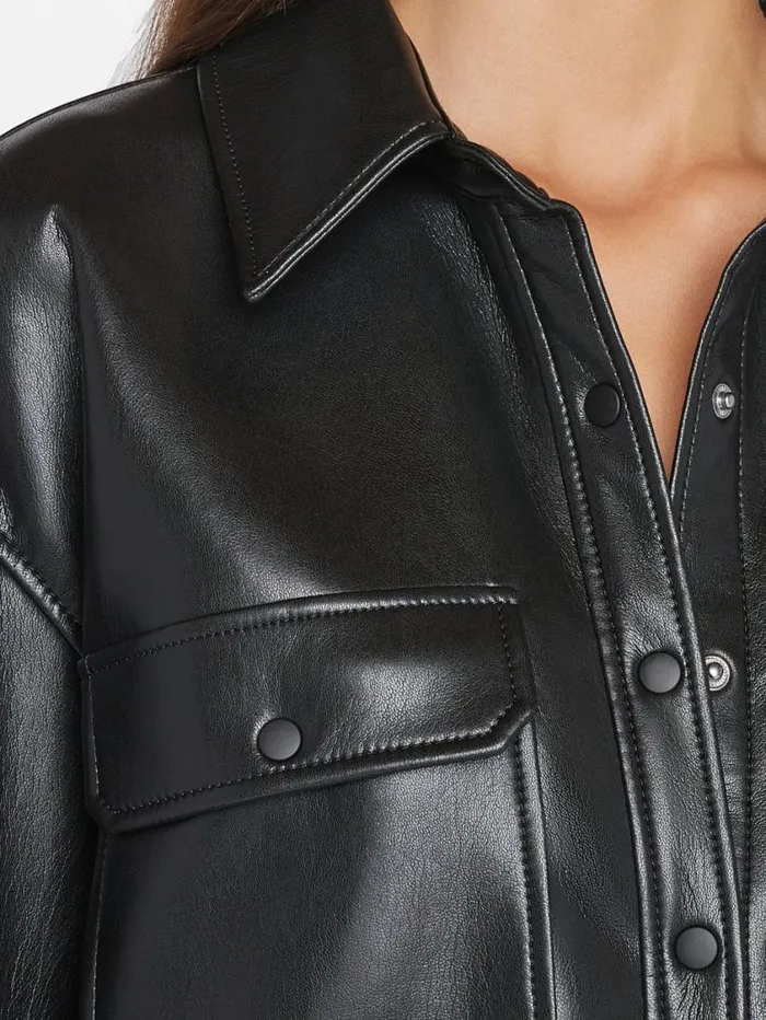 Women Tops and Blouses FRAME Recycled Leather Shirt Jacket 8212 Noir
