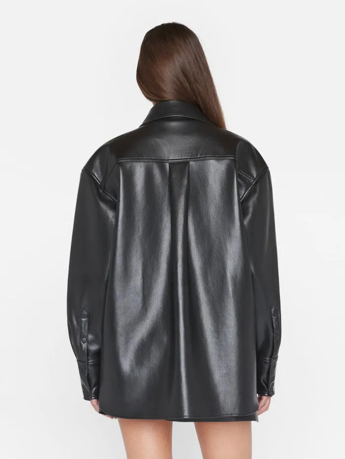 Women Tops and Blouses FRAME Recycled Leather Shirt Jacket 8212 Noir