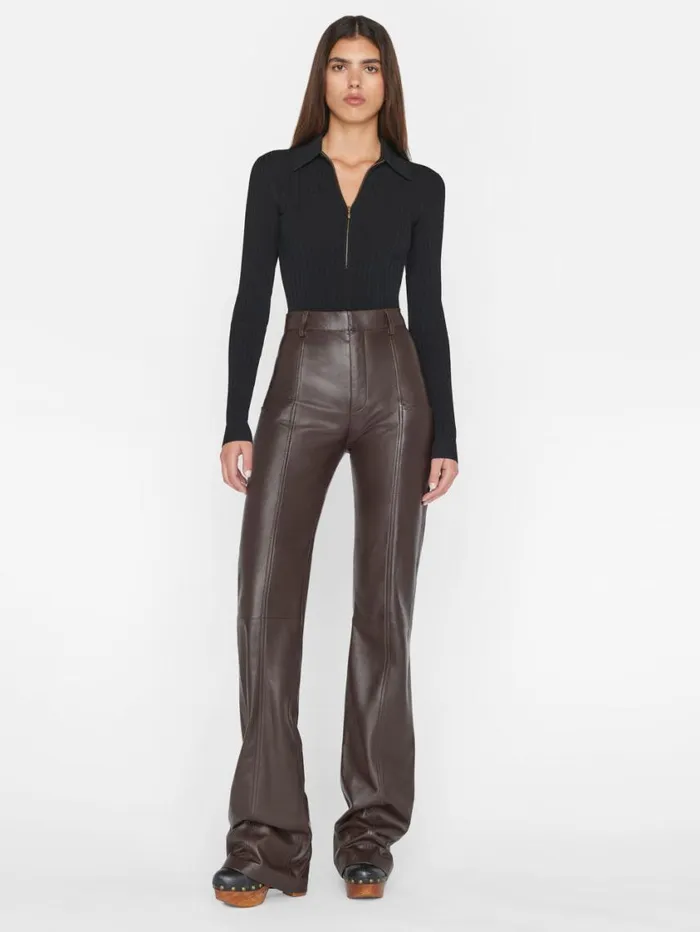 Women Tops and Blouses FRAME Rib Zipper Bodysuit 8212 Noir