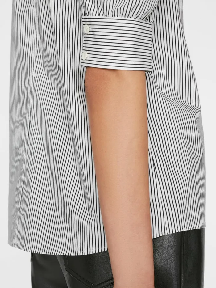 Women Tops and Blouses FRAME Ruched Puff Sleeve Shirt 8212 Noir Multi