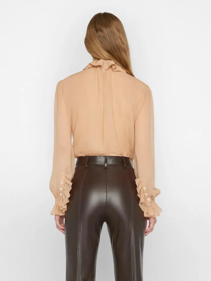 Women Tops and Blouses FRAME Ruffle Front Button Up Shirt 8212 Blush Women Tops and Blouses FRAME Ruffle Front Button Up Shirt 8212 Blush