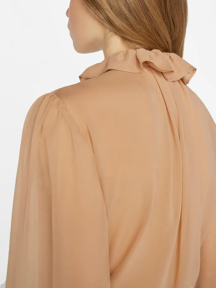 Women Tops and Blouses FRAME Ruffle Front Button Up Shirt 8212 Blush Women Tops and Blouses FRAME Ruffle Front Button Up Shirt 8212 Blush