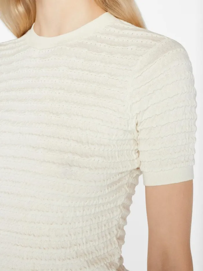 Women Tops and Blouses FRAME Smocked Short Sleeve Sweater 8212 Blanc Women Tops and Blouses FRAME Smocked Short Sleeve Sweater 8212 Blanc