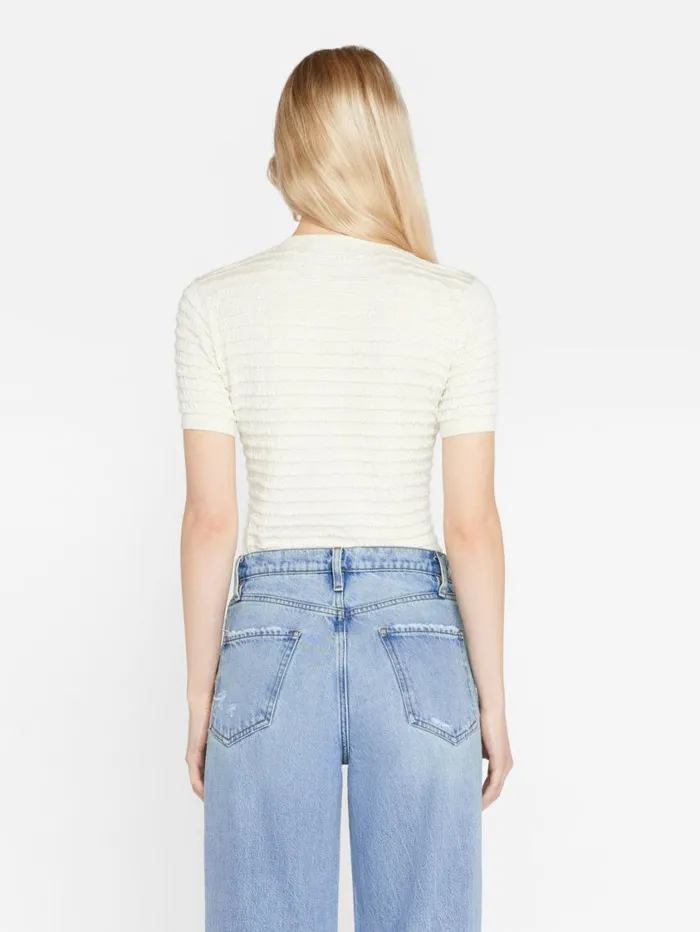 Women Tops and Blouses FRAME Smocked Short Sleeve Sweater 8212 Blanc Women Tops and Blouses FRAME Smocked Short Sleeve Sweater 8212 Blanc