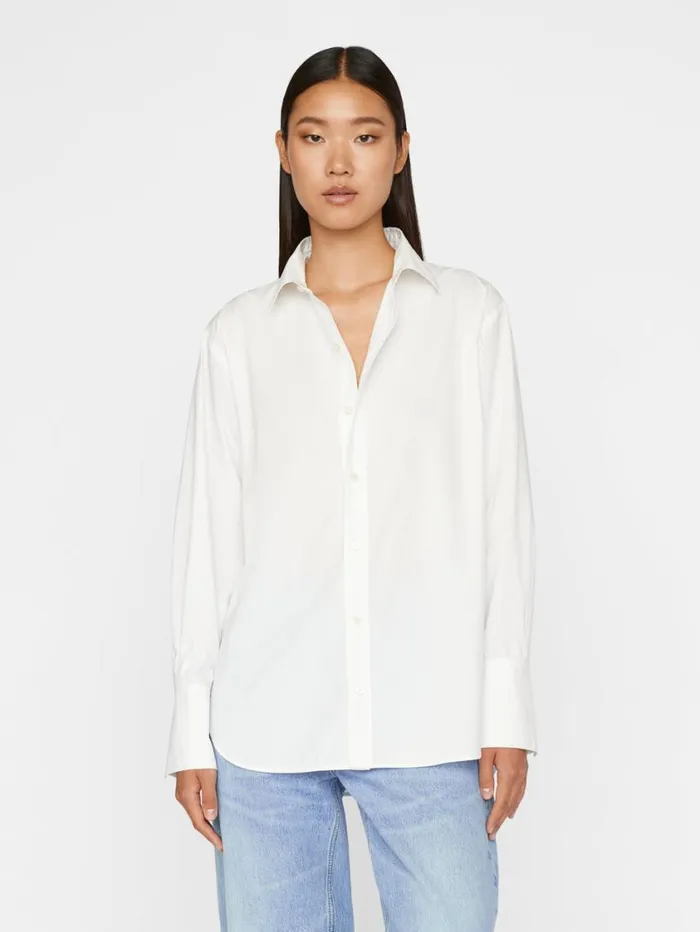 Women Tops and Blouses FRAME The Oversized Shirt 8212 Blanc Women Tops and Blouses FRAME The Oversized Shirt 8212 Blanc