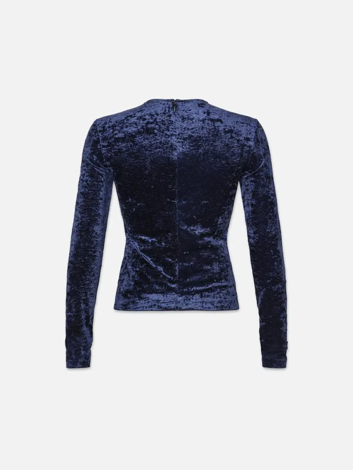 Women Tops and Blouses FRAME Velvet Long Sleeve Top 8212 Blu Scuro Women Tops and Blouses FRAME Velvet Long Sleeve Top 8212 Blu Scuro