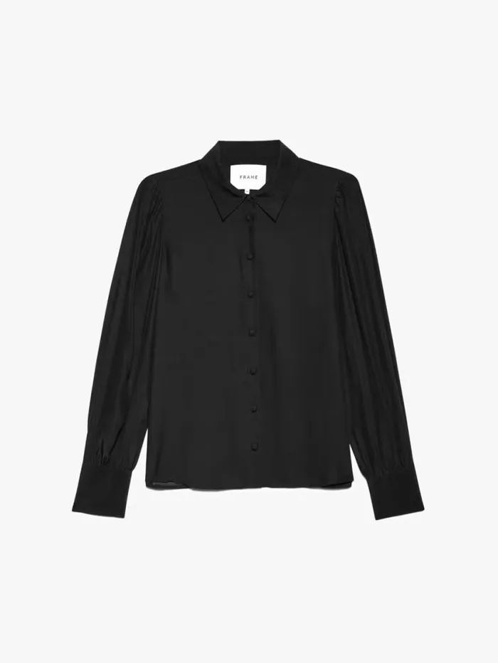 Women Tops and Blouses FRAME Victorian Button Up Blouse 8212 Noir