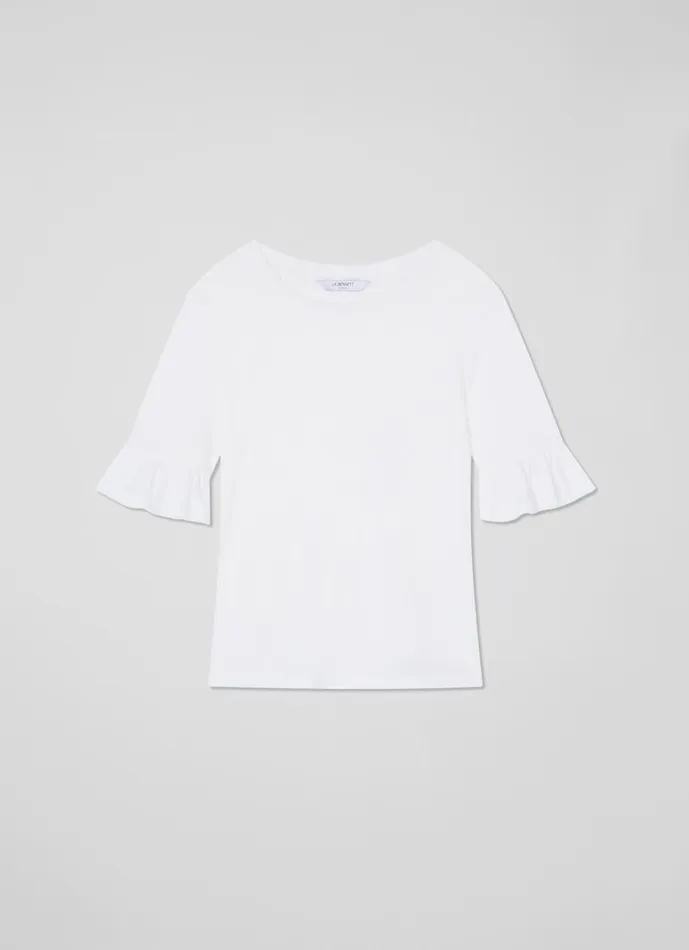 Women Tops LKBennett Gene Linen Frill TShirt In White White