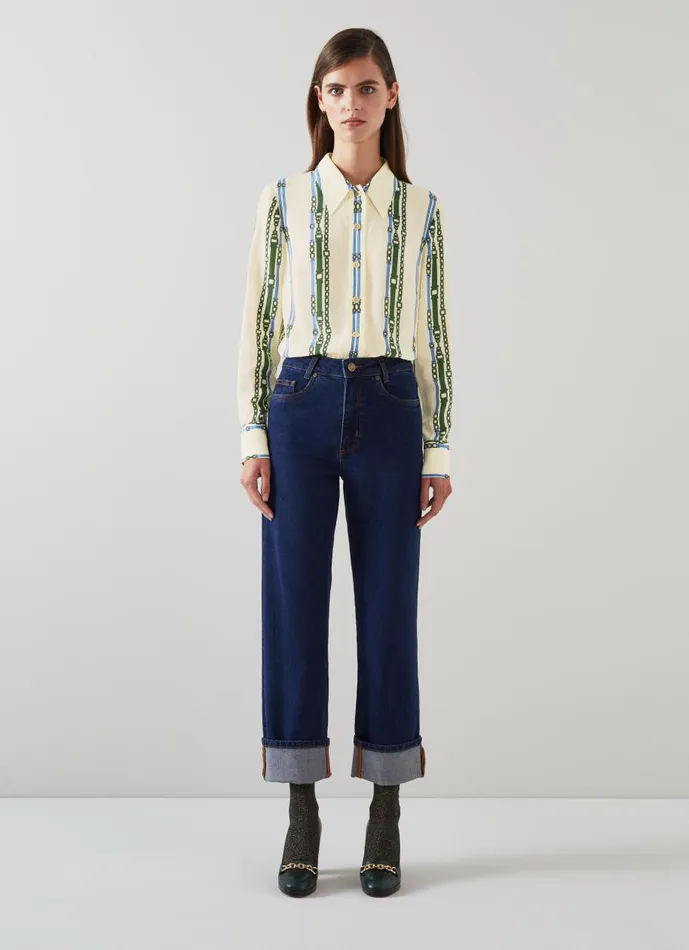 Women Tops LKBennett Hardy Cream Belt Print ViscoseSilk Blend Shirt Multi