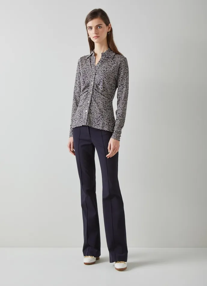 Women Tops LKBennett Molly Navy And Ivory Floral Print Jersey Top Navy