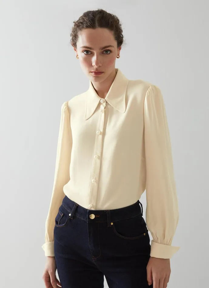 Women Tops LKBennett Sonya Cream Crepe Blouse Cream Women Tops LKBennett Sonya Cream Crepe Blouse Cream
