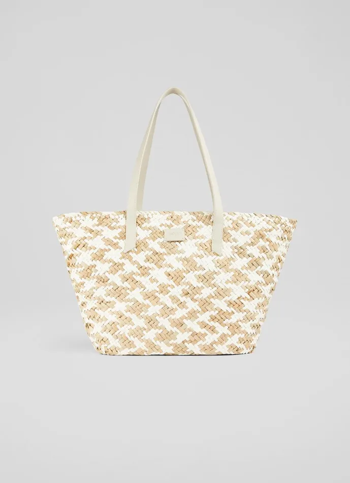 Women Tote Bags LKBennett Sansa White And Natural Straw Basket Bag Women Tote Bags LKBennett Sansa White And Natural Straw Basket Bag